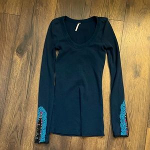 teal free people thermal size small